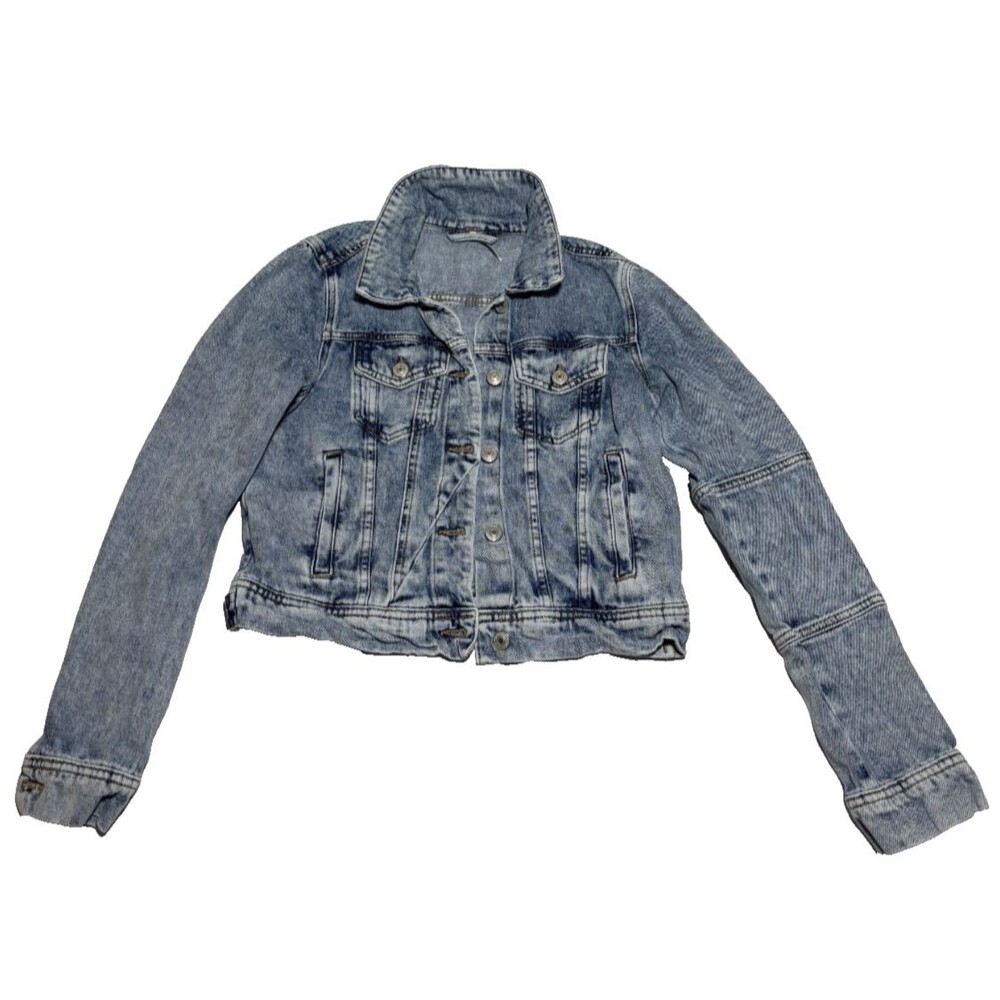 Free People We The Free Light Blue Denim Jacket Western Cowgirl Boho Sz XS